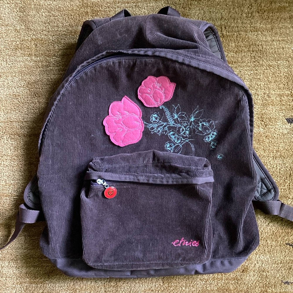 ETNIES VINTAGE Pink and brown corduroy Backpack